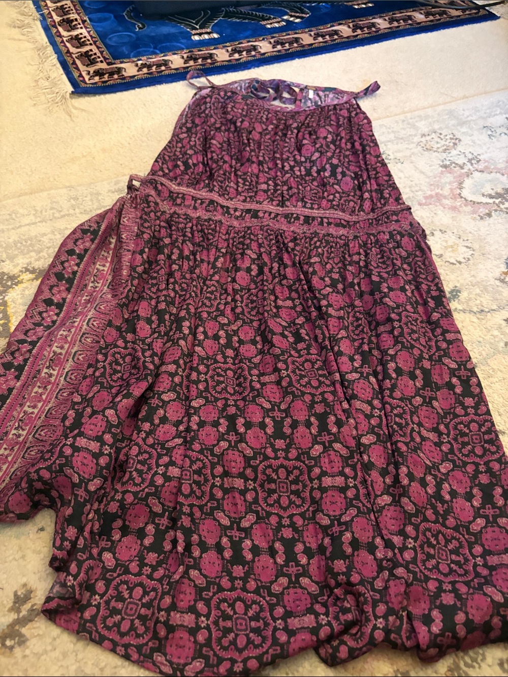 Free People Magenta Floral Printed Maxi Dress